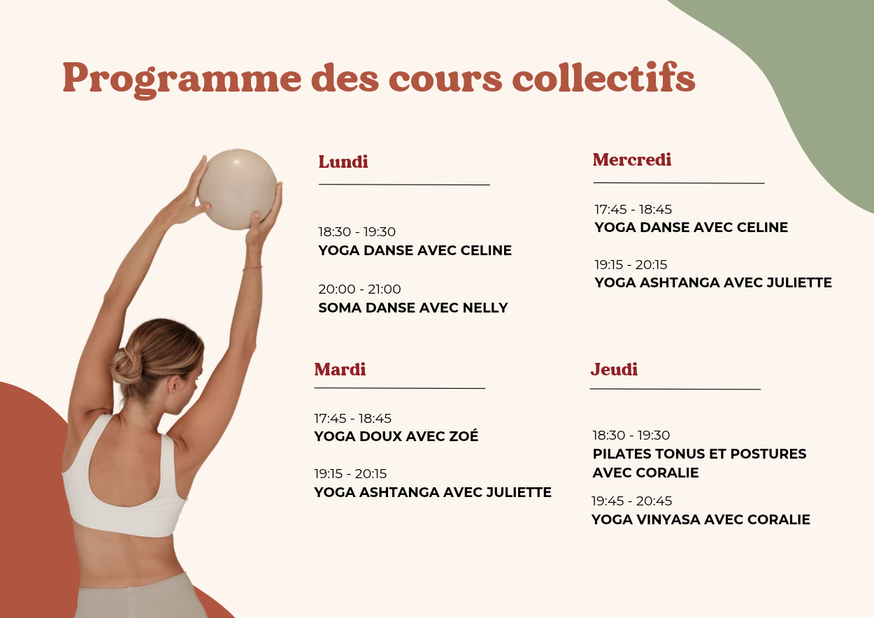 Cours collectifs, activités adultes, cocon, studio yoga